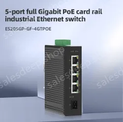 1 Port Gigabit SFP + 4 Ports Gigabit PoE RJ45 Din-Rail Unmanaged Industrial PoE Switch