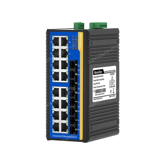 4 Ports 100M F(x) + 16 Ports 10/100M T(x) Din-Rail Unmanaged Industrial Ethernet Switch